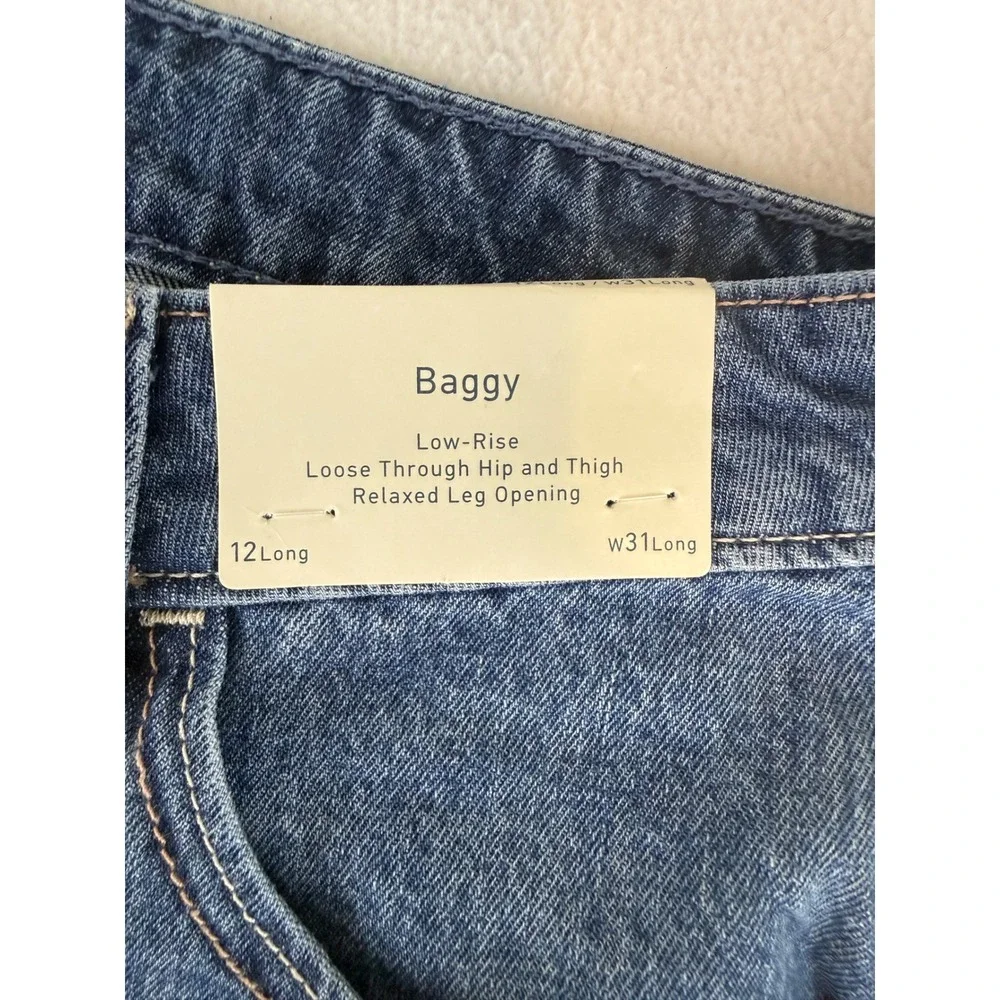 Hollister Baggy Jeans Womens 12L Blue Class of 26 Star Embroidered Low Rise